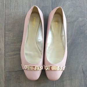 BEAUTIFUL COACH BLUSH LEATHER LOGO BALLET FLATS WOMANS 10